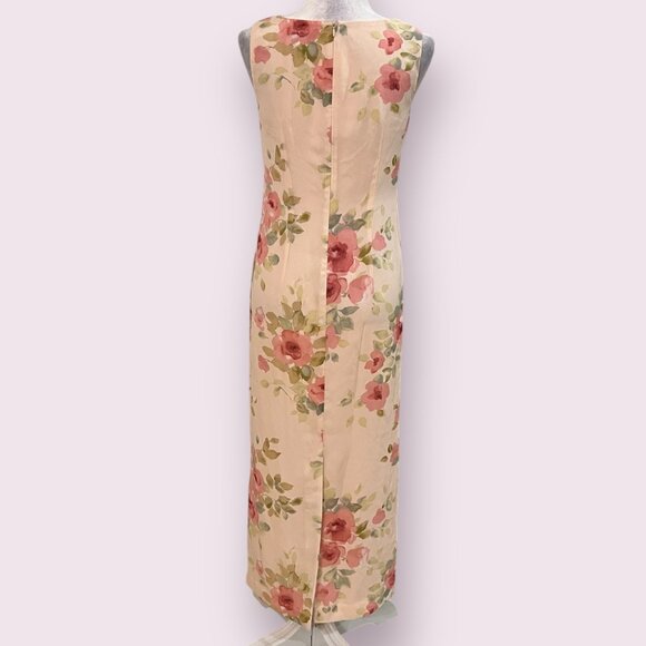 Vintage Casual Corner Annex Women’s Floral Maxi Dress Size 2 Peach Cottagecore - Picture 2 of 10